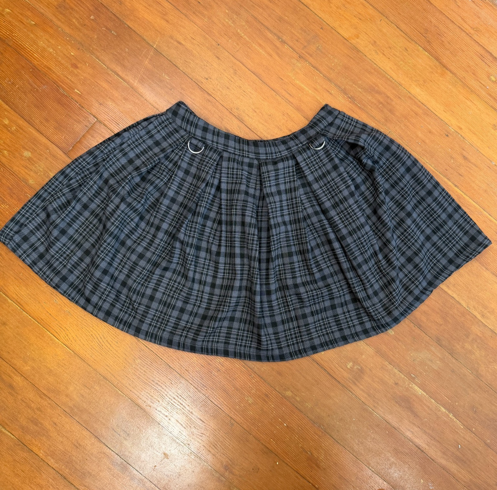 Hot Topic Grunge Plaid D-Ring Pleated Mini Skirt S